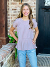 Girls Mauve Puff Sleeve Babydoll Top