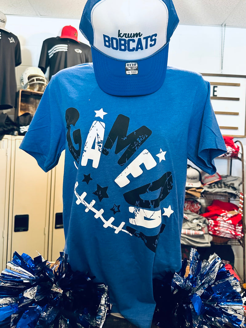 Blue Gameday Football Lace Tee