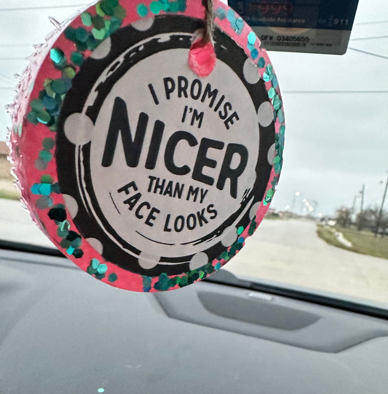 Promise I’m Nicer than my Face Looks Car Fresheners