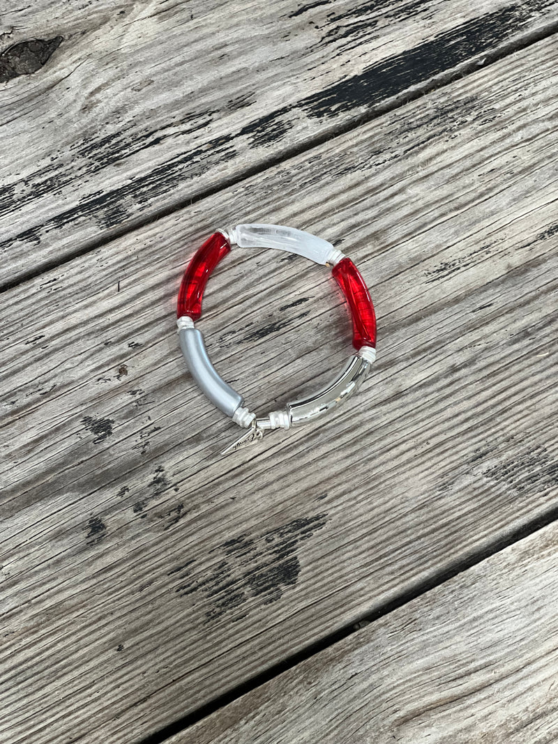 Sawyer Red, Clear & Silver Erimish Cuff Bracelet