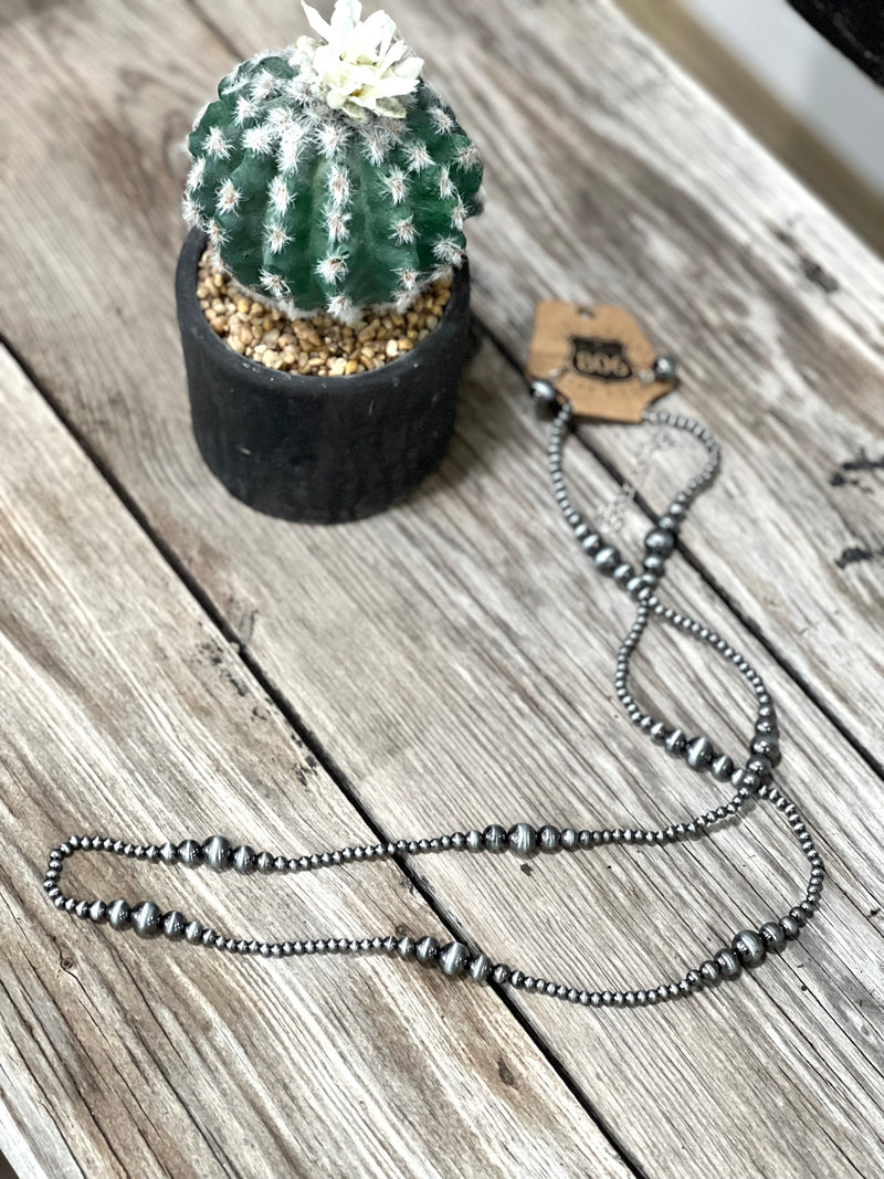 Silver Burnished Long Necklace