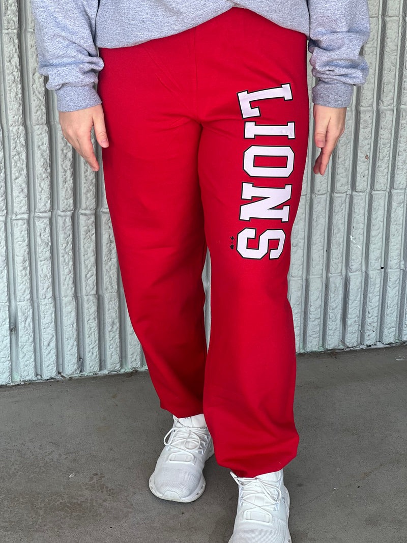 Lions Varsity Block Red Sweatpants