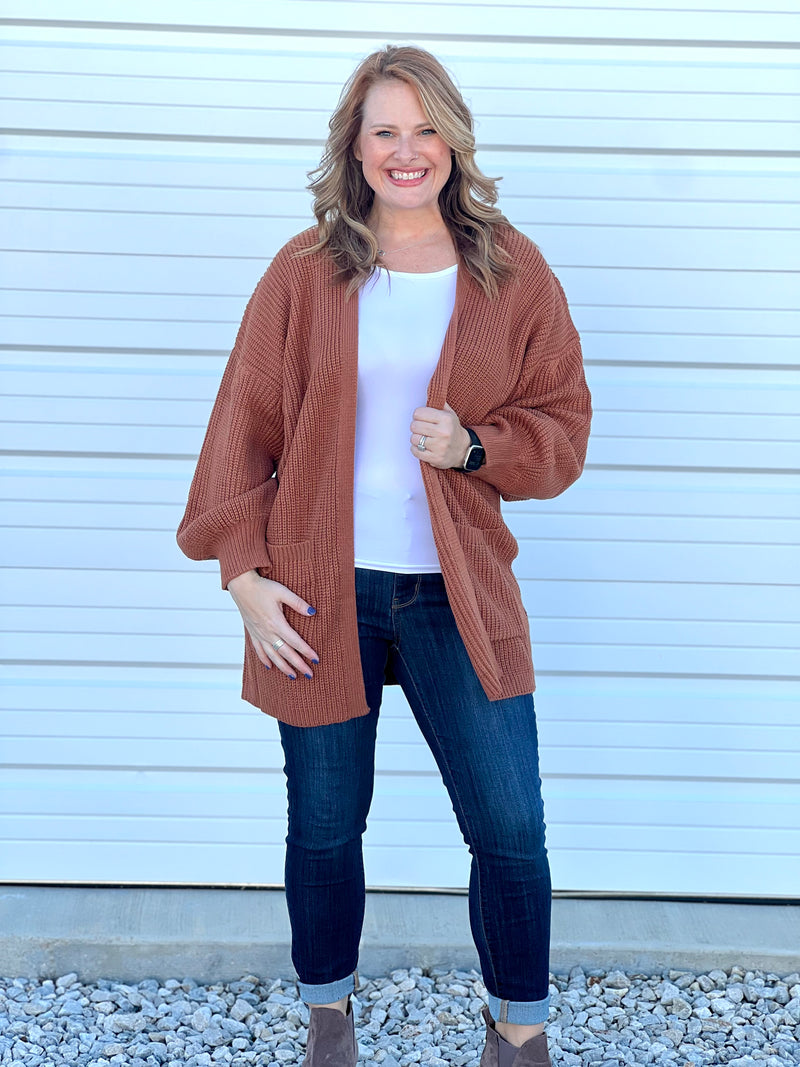 Camel Double Pocket Sweater Cardigan