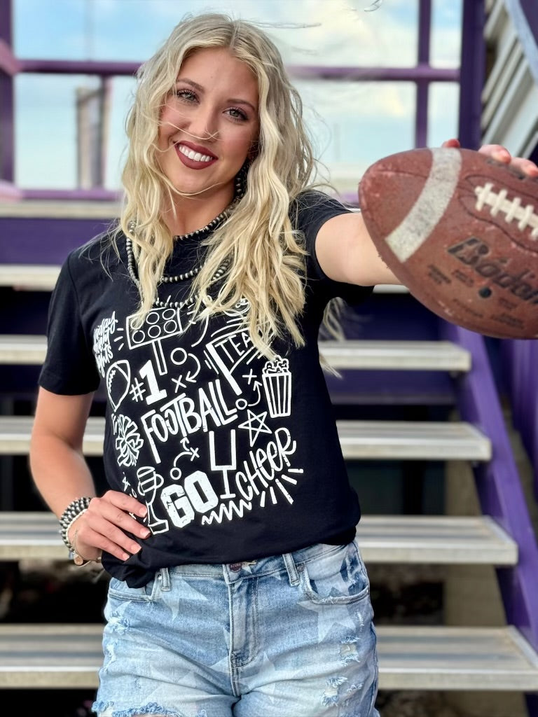 Black Fun Football Icon Tee