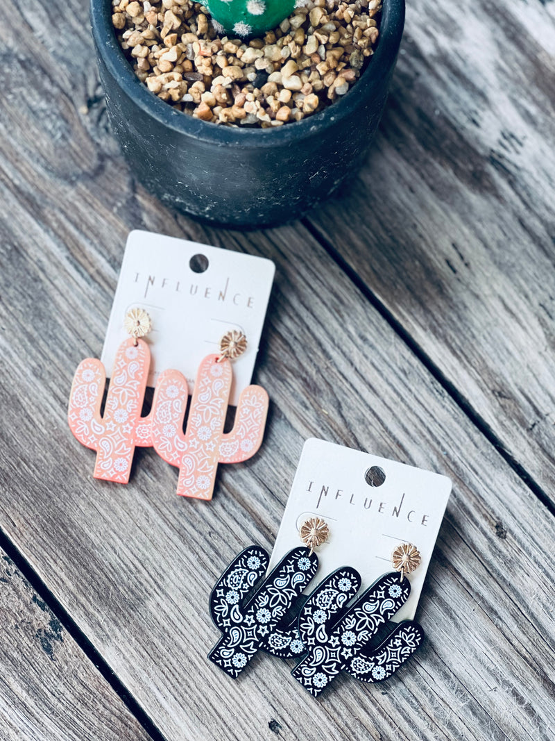 Acrylic Paisley Cactus Earrings