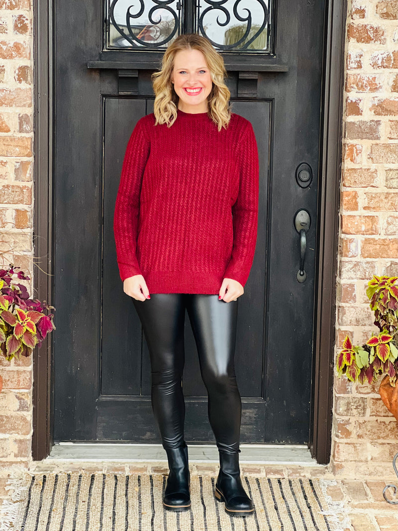 Callie Burgundy Textured Sweater