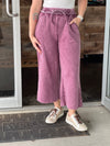 Eggplant Acid Wash Palazzo Joggers