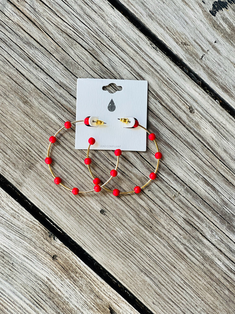 Red & Gold Dotted Lines Earrings