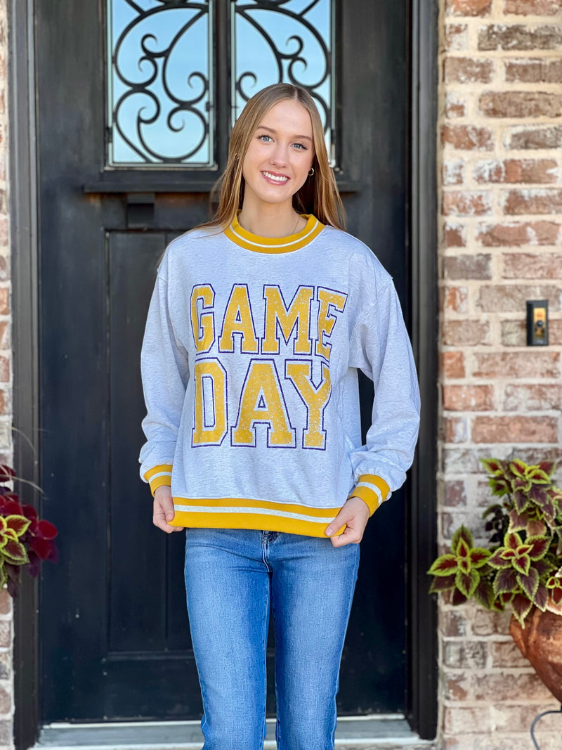 Purple & Gold Vintage Gameday Pullover