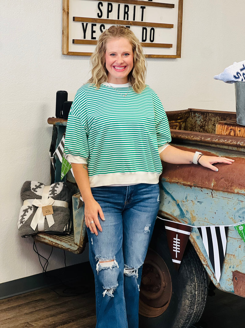 Green Bleacher Vibes Striped Top