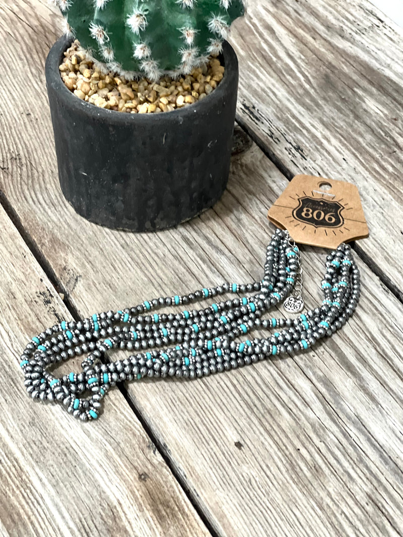 Burnished Turquoise Bead MultiStrand Necklace