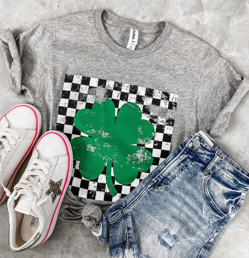 Lucky Shamrock Checkered Tee