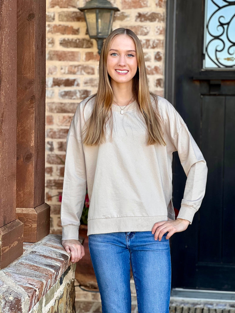 Sandy Khaki Pullover Top