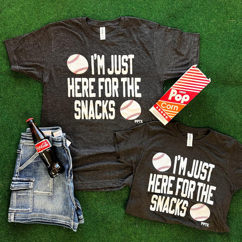 Just Here for the Snacks (youth & adult) Tee