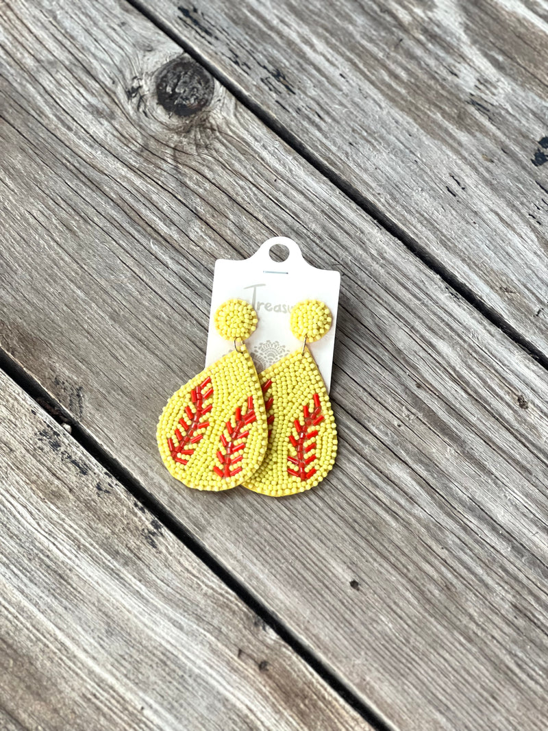 Large Softball Beaded Dangles