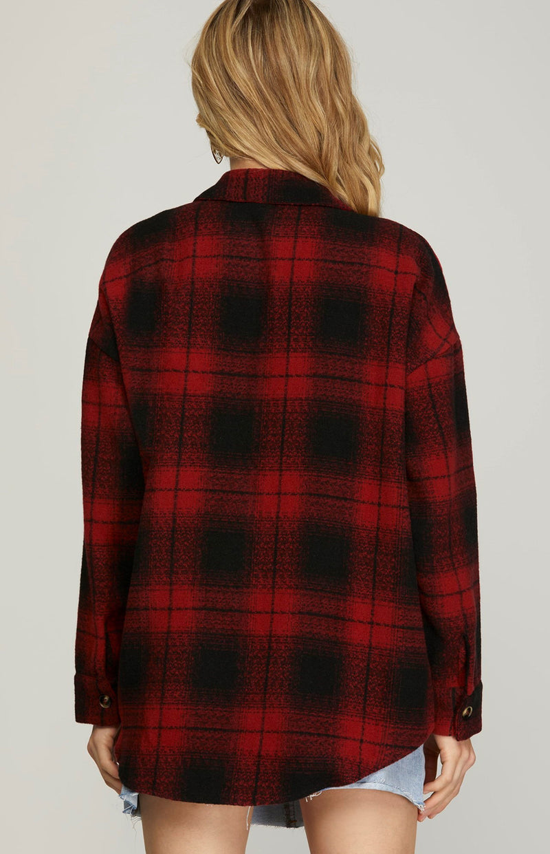 Allie Red & Black Plaid Top