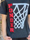 Ponder Red Metallic Puff BBall Net Tee