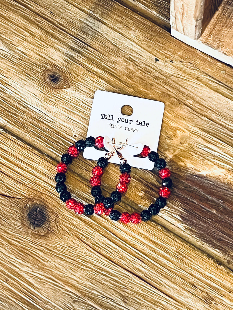 Red & Black Bling Hoops