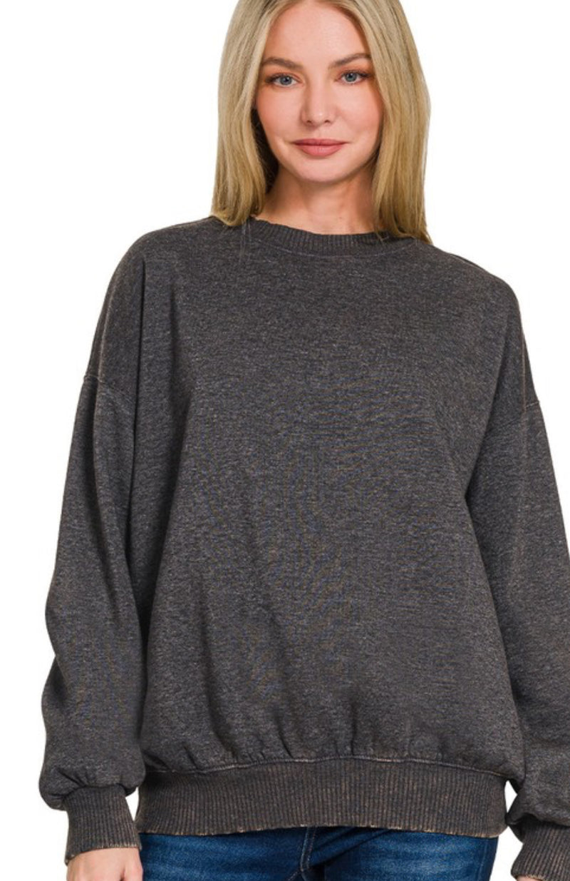 DEAL | Black Acid Wash Pullover