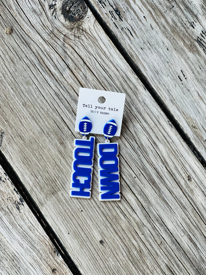 Blue Acrylic Touchdown Earrings