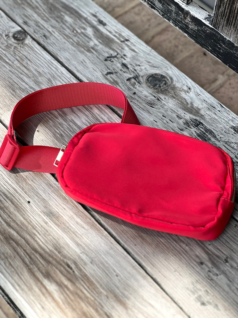 Red Nylon Belt Bag