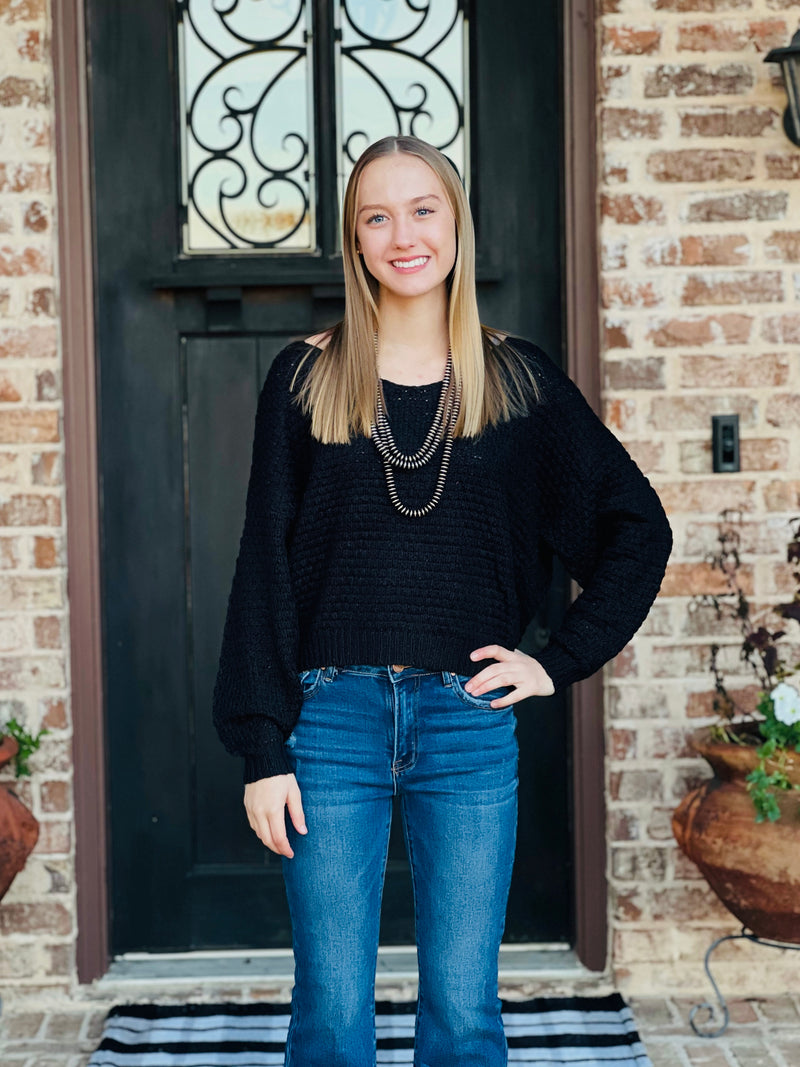 Black Cold Shoulder Sweater