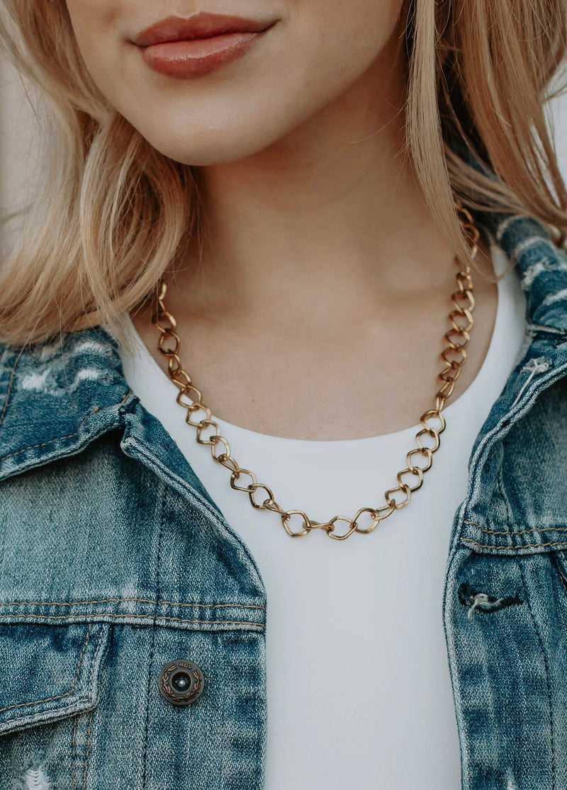 Gold Circle Chained Necklace