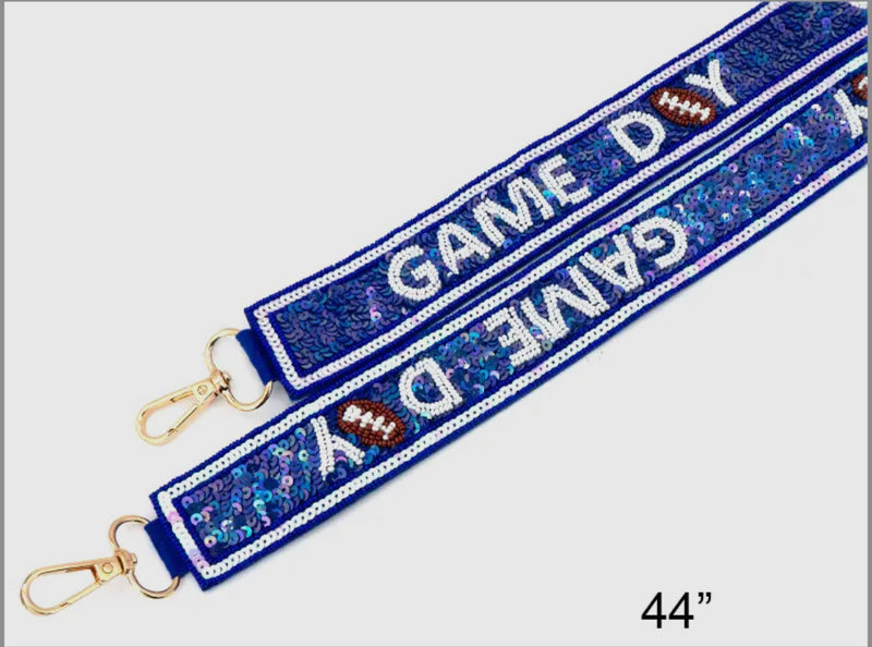 Blue & White Football Gameday Bead Strap