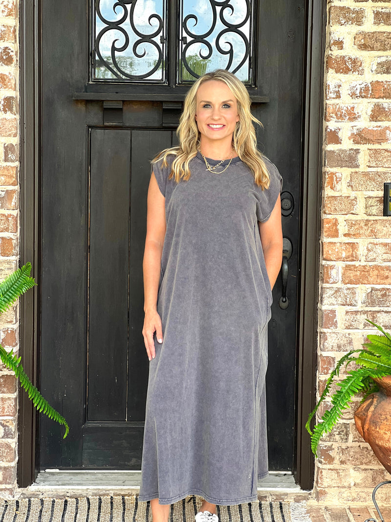 Mia Charcoal Tee Lounge Dress