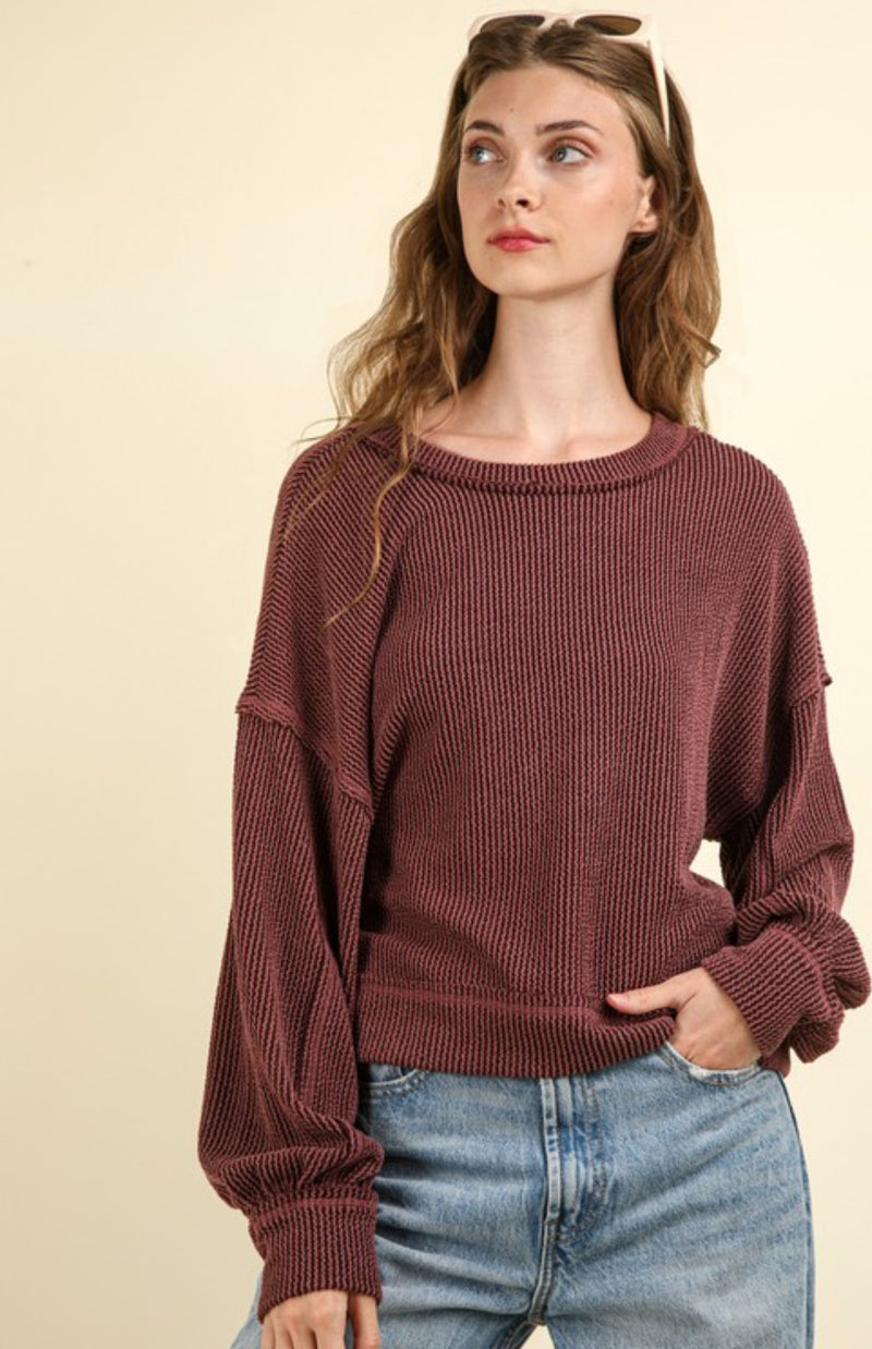 DEAL | Otto Wine Oversized Ribbed Top