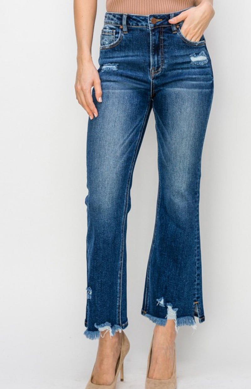 Risen | Jenn Hi Rise Dark Crop Flare Jeans