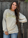 Blessed in Gold Metallic Puff Sweatshirt