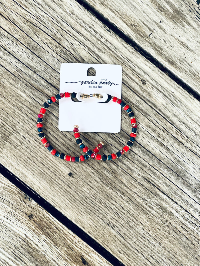 Red & Navy Bleacher Babe Hoops