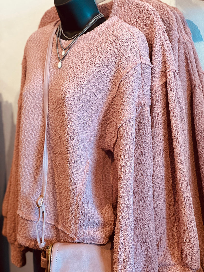 Blush Textured Knit Oversized Top