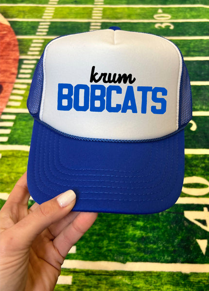 Krum Bobcats Team Duo Font Trucker Hats – Rivers’ Rustic Designs