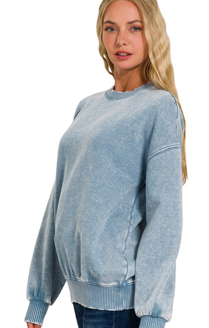 DEAL | Blue Grey Acid Wash Pullover