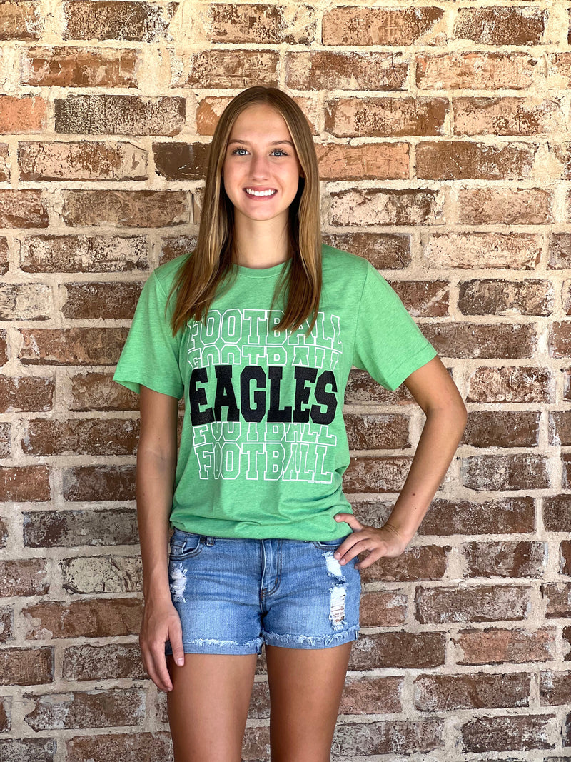 Green Eagles Repeat Football Tee