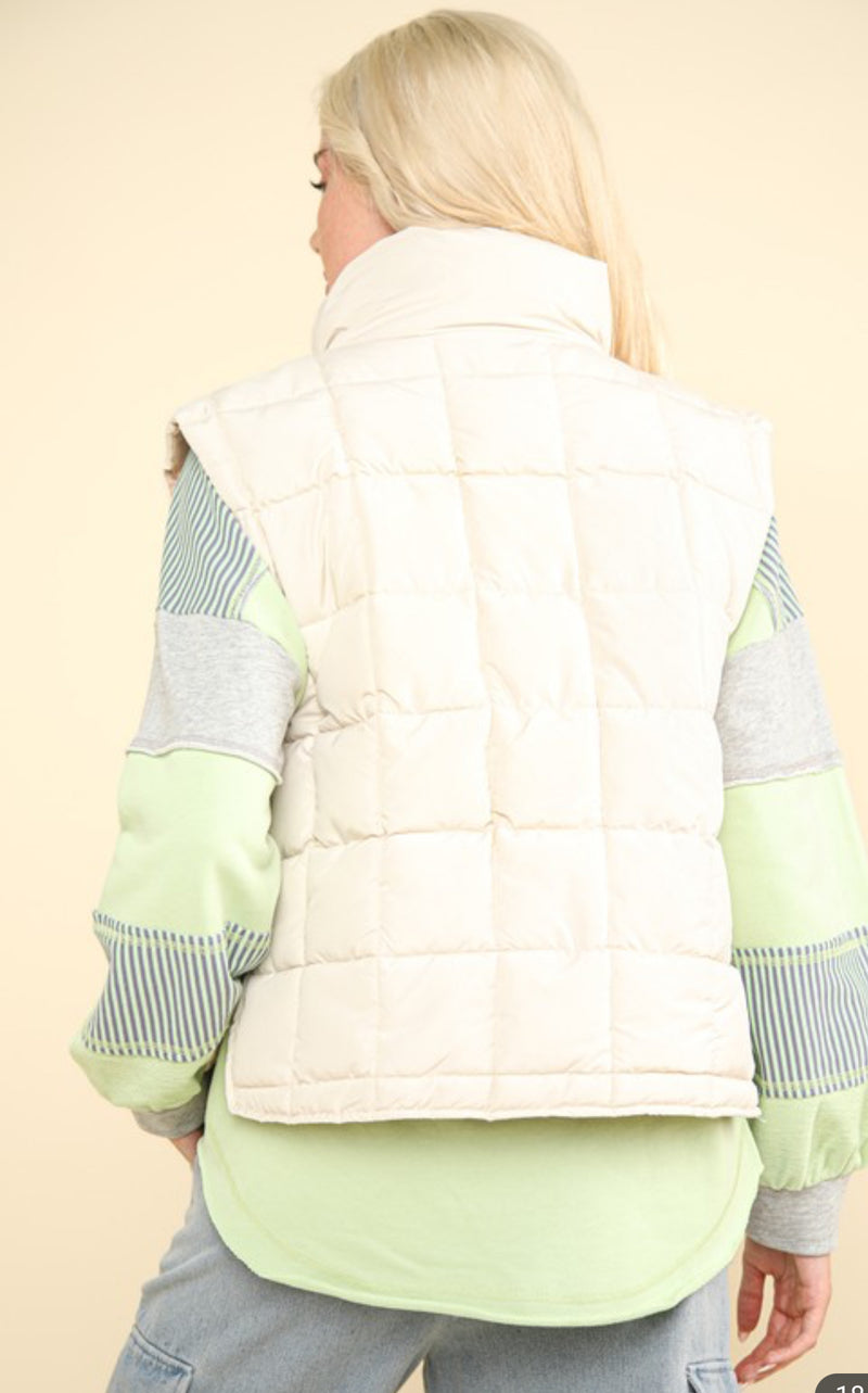 On the Bench Ecru Puffer Vest