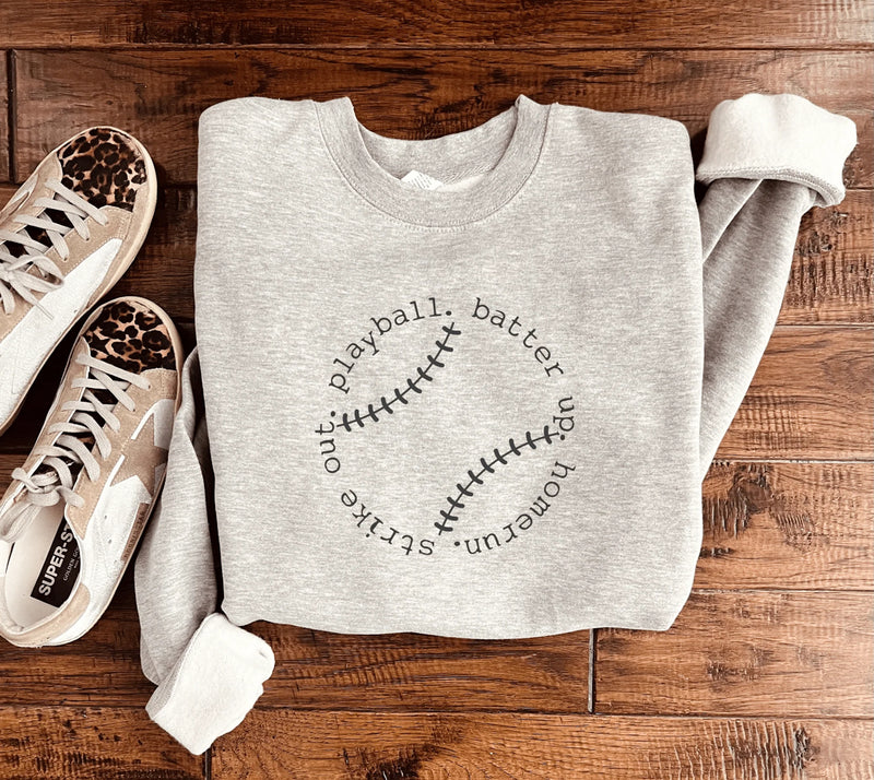 Playball Batter Up Ash Crew Sweatshirt