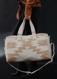 Tan & Cream Aztec Print Duffle