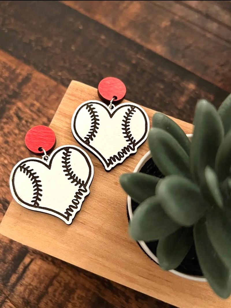 Baseball Mom Heart Dangles