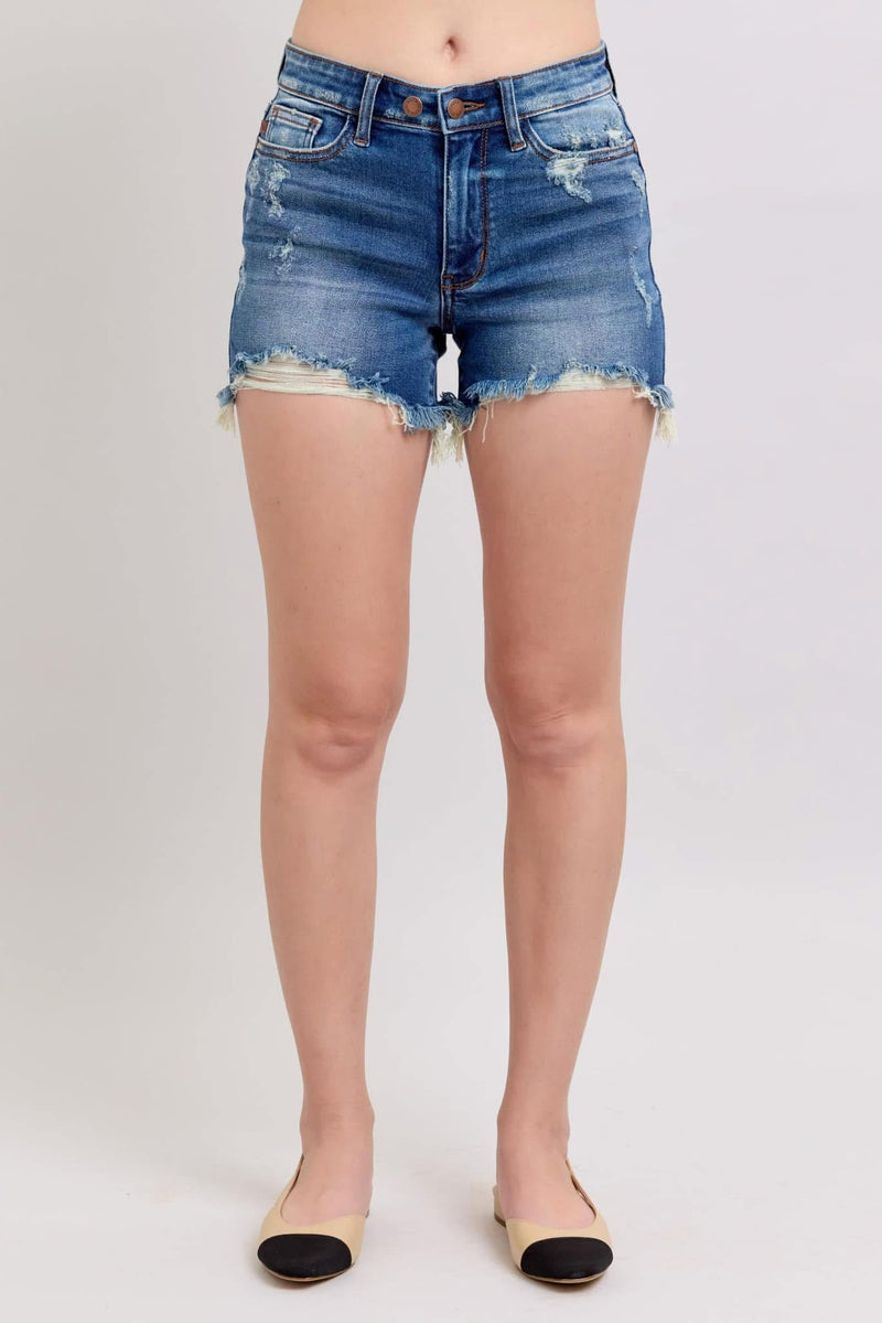 Judy Blue | Two Button Distressed Dad Shorts