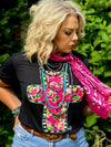 Callie Ann Stelter Pink Floral Cross Tee