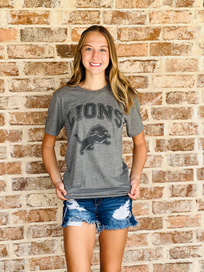 Lions Tone on Tone Mascot Tee