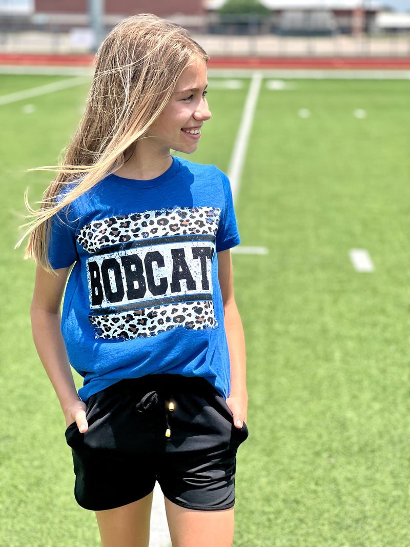 Youth Bobcats White Leopard Spirit Tee