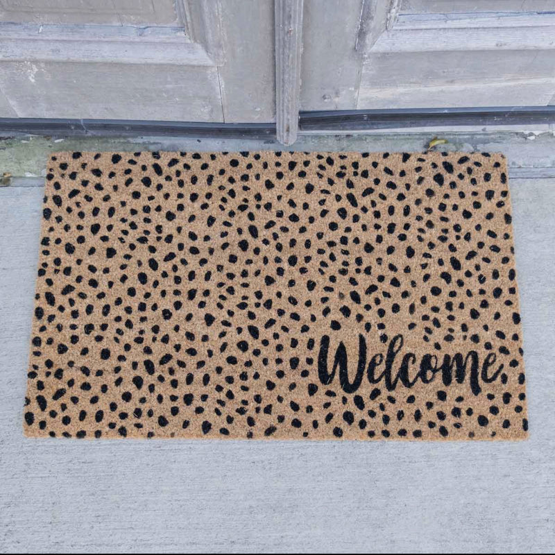 Natural/Black Welcome Cheetah Coir Doormat