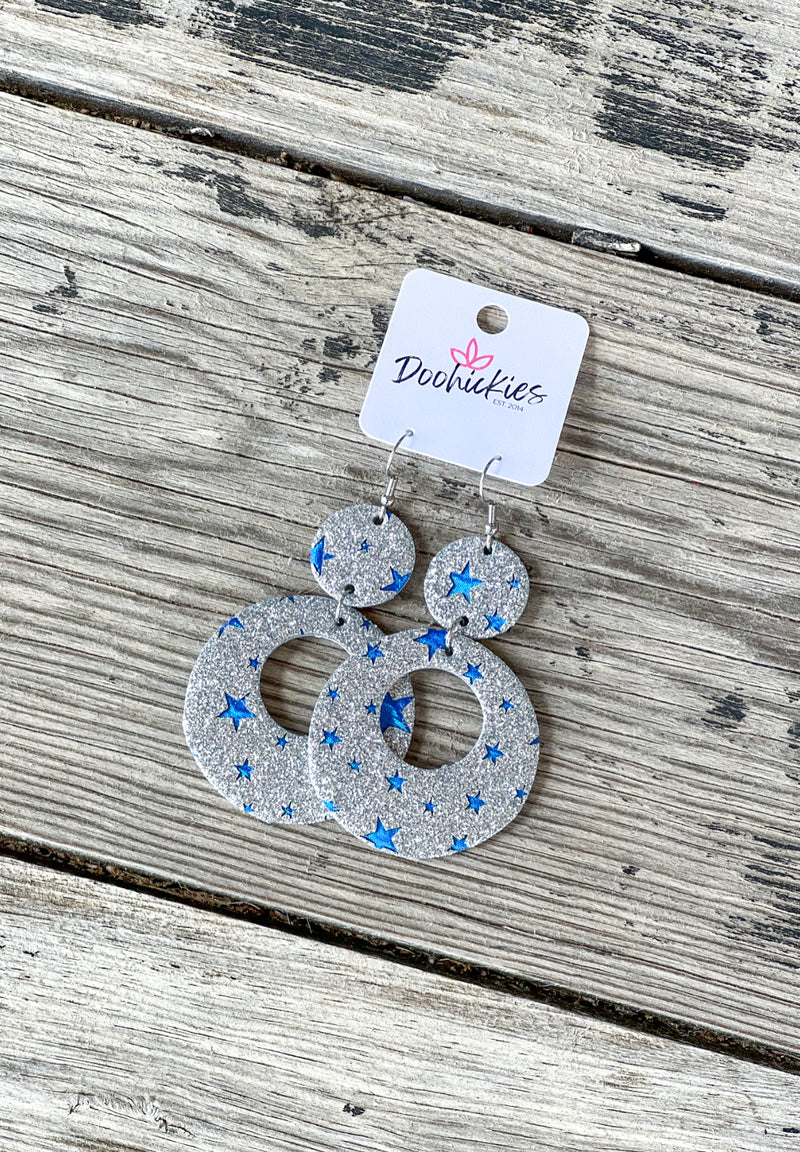 Glittery Patriotic Double O’s Earrings