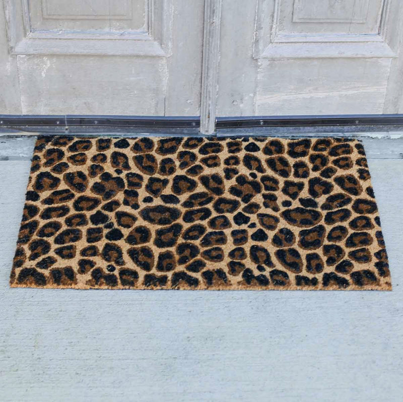 Black/Brown Leopard Coir Doormat 30x18