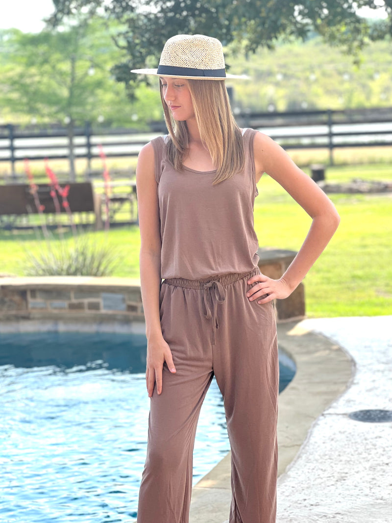 Mocha Scoop Neck Tank Jumpsuit