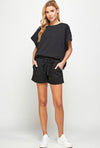 Plus Black Getaway Textured Soft Shorts